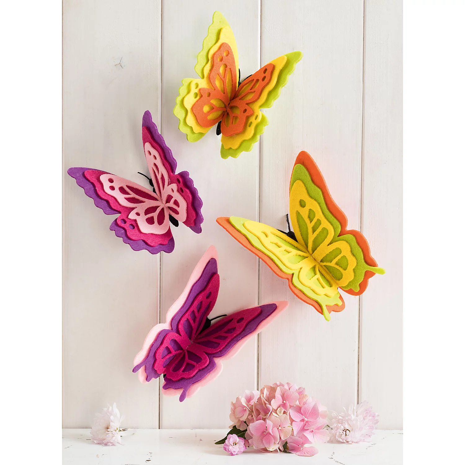 buttinette Filz-Bastel-Set Schmetterlinge, 4 Stück Image
