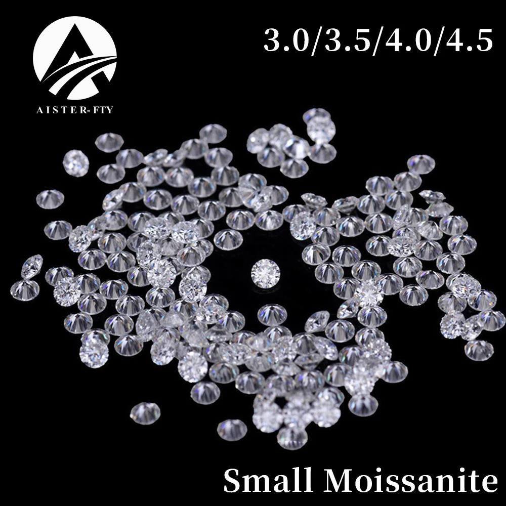 Confezione da 10 Pezzi di Moissanite Taglio Rotondo 3.0mm/3.5mm/4.0mm/4.5mm Colore D VVS1, Pietre Sciolte che Superano il Test del Diamante, Senza Certificato GRA