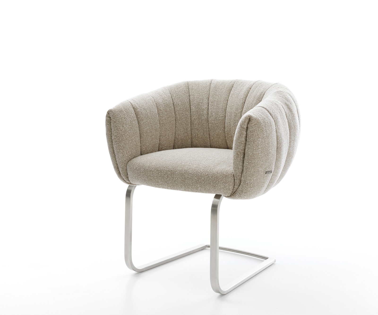 DELIFE Freischwinger Jada-Flex Webstoff Soft Beige Freischwinger flach Edelstahl Taschenfederkern, Esszimmerstühle Image