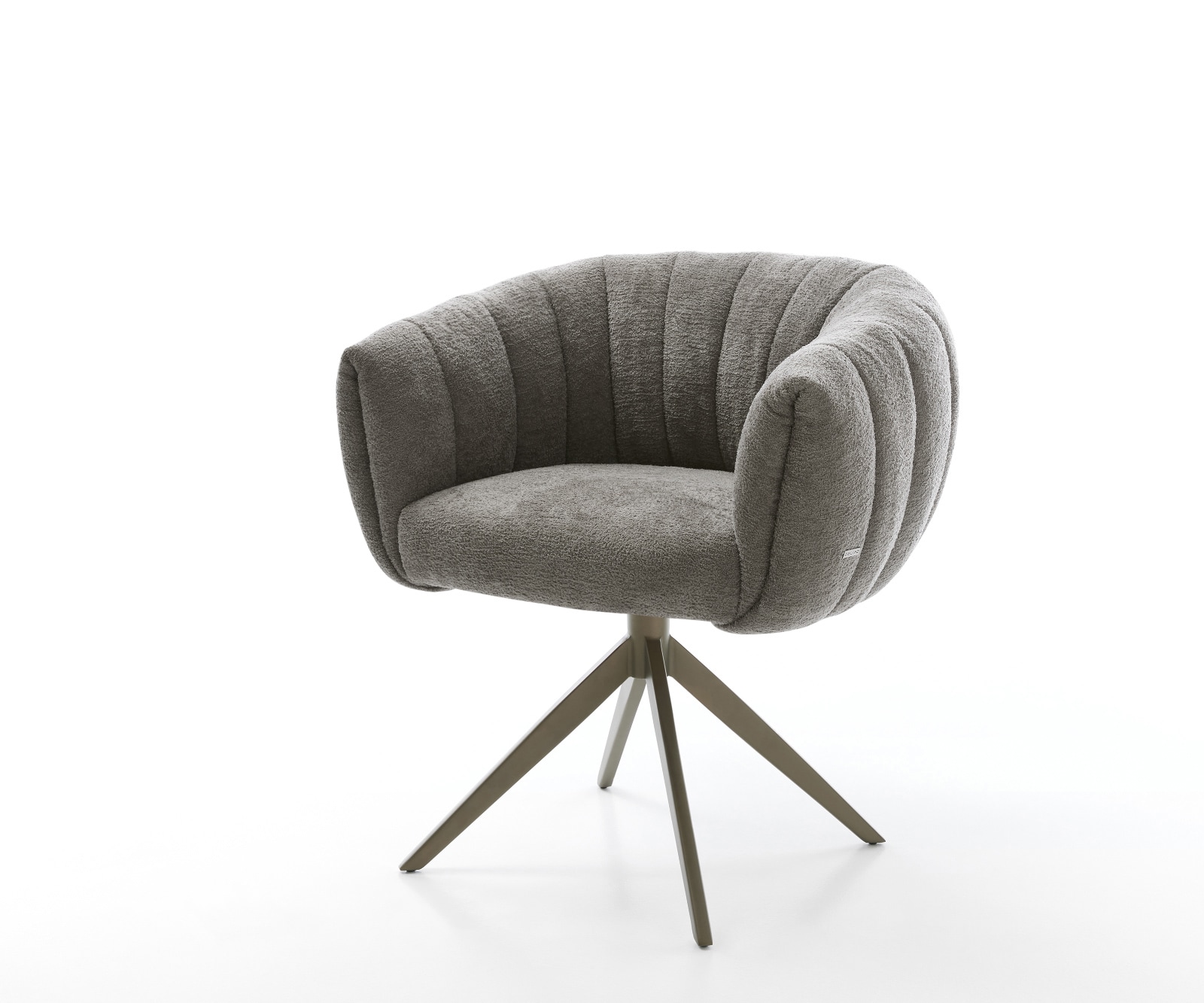 DELIFE Drehstuhl Jada-Flex Bouclé Soft Schlamm Kreuzgestell breit Effektfinish Titan 360° drehbar Wippfunktion Taschenfederkern, Esszimmerstühle Image