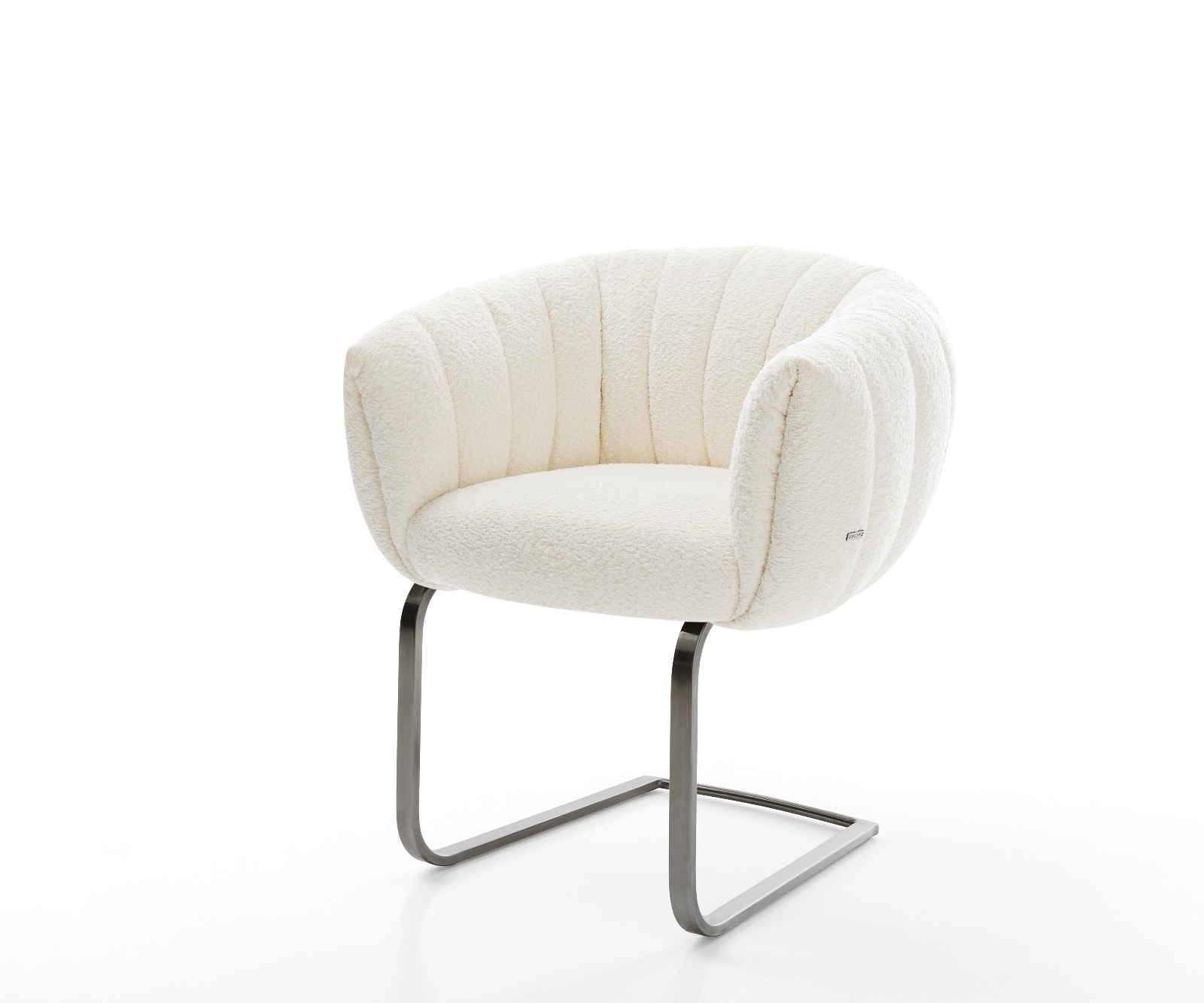 DELIFE Freischwinger Jada-Flex Bouclé Weiß Freischwinger flach Graphit Taschenfederkern, Esszimmerstühle Image