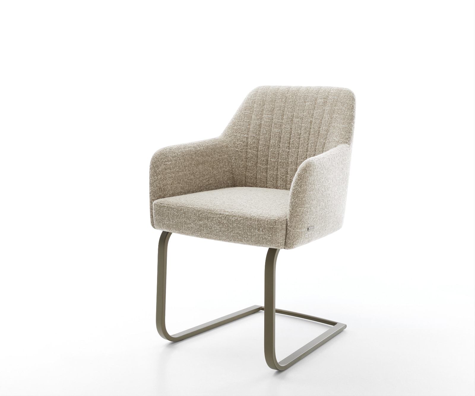 DELIFE Freischwinger Greg-Flex Webstoff Soft Beige Freischwinger flach Effektfinish Titan Taschenfederkern, Esszimmerstühle Image