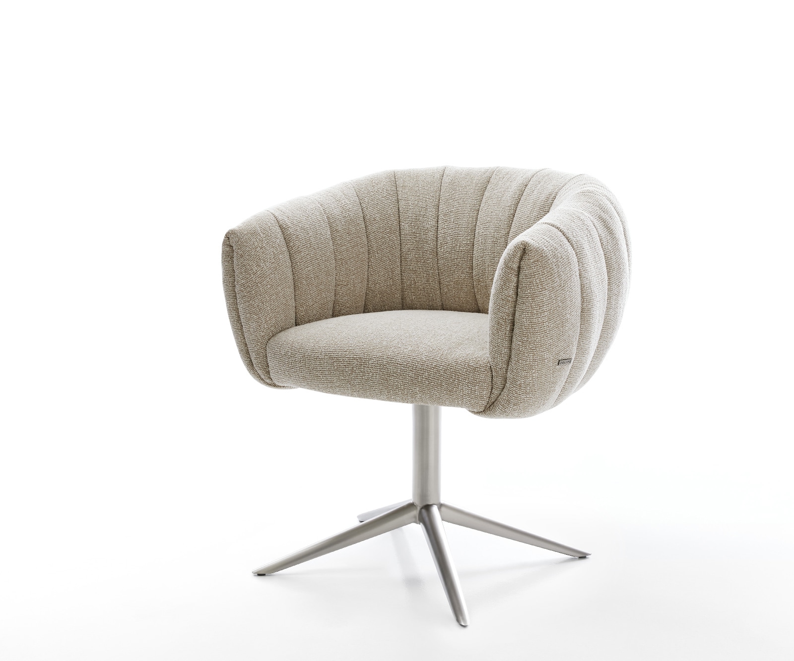 DELIFE Drehstuhl Jada-Flex Webstoff Soft Beige Fußkreuz Edelstahl 360° drehbar Wippfunktion Taschenfederkern, Esszimmerstühle Image