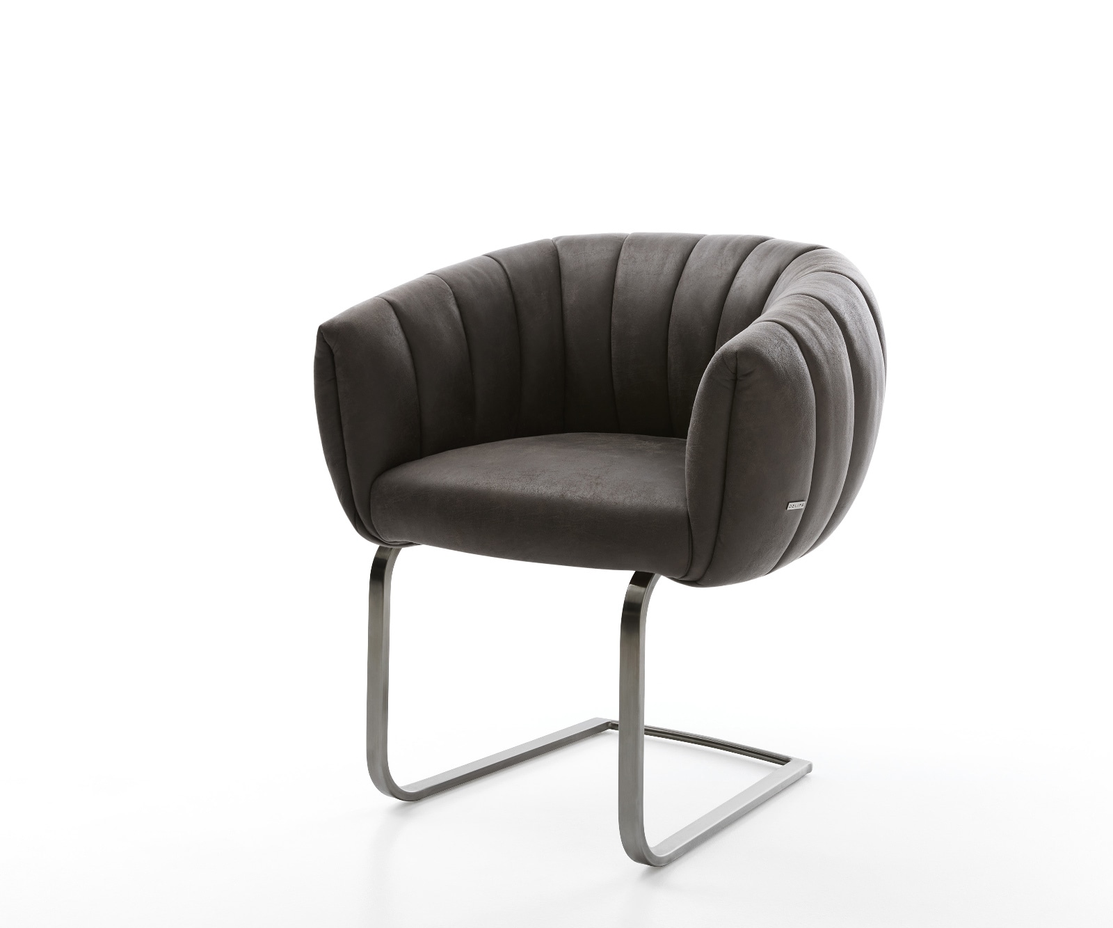 DELIFE Freischwinger Jada-Flex Mikrofaser Anthrazit Vintage Freischwinger flach Graphit Taschenfederkern, Esszimmerstühle Image