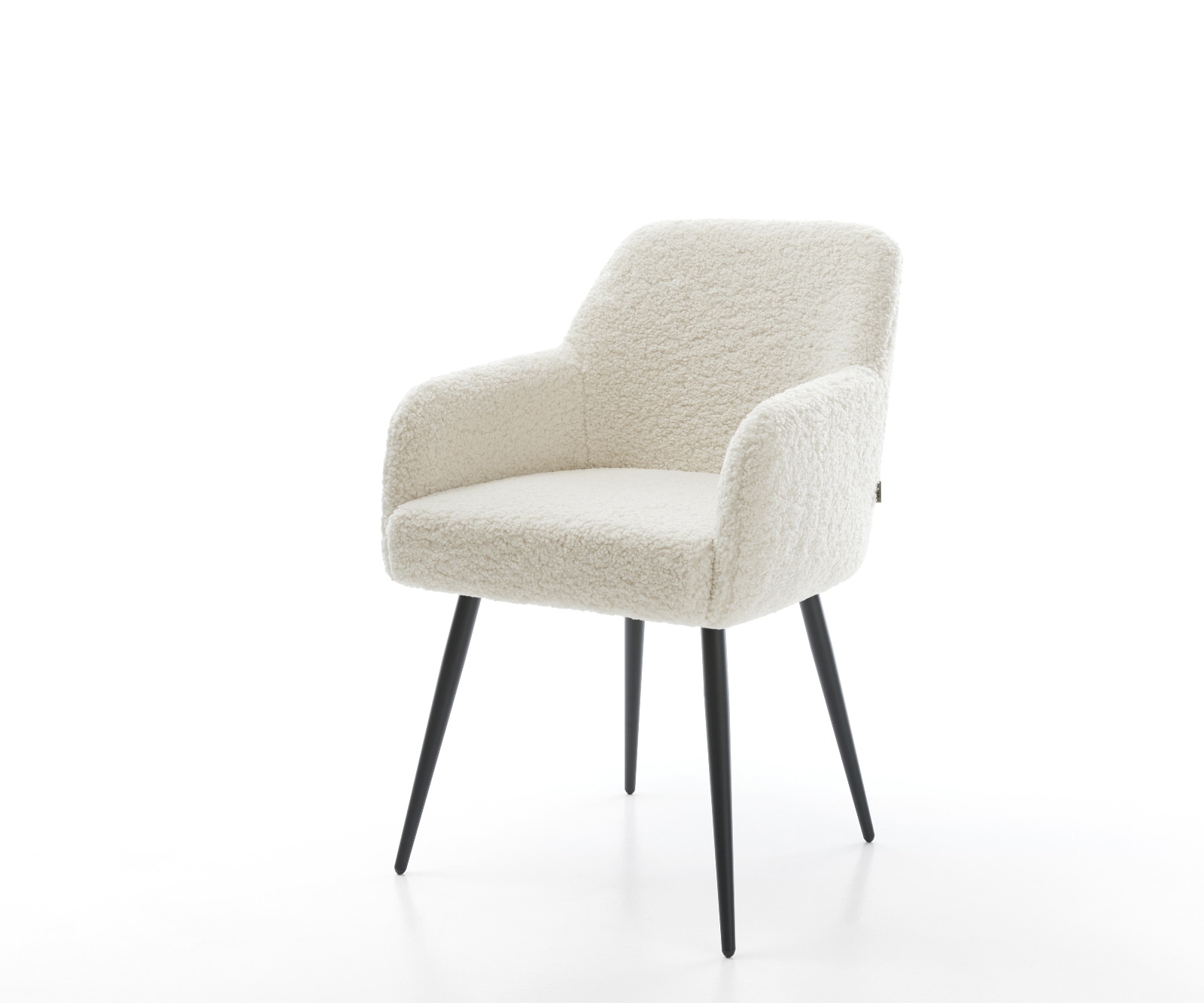 DELIFE Esszimmerstuhl Greg-Flex Teddy Beige 4-Fuß konisch Schwarz Taschenfederkern, Esszimmerstühle Image