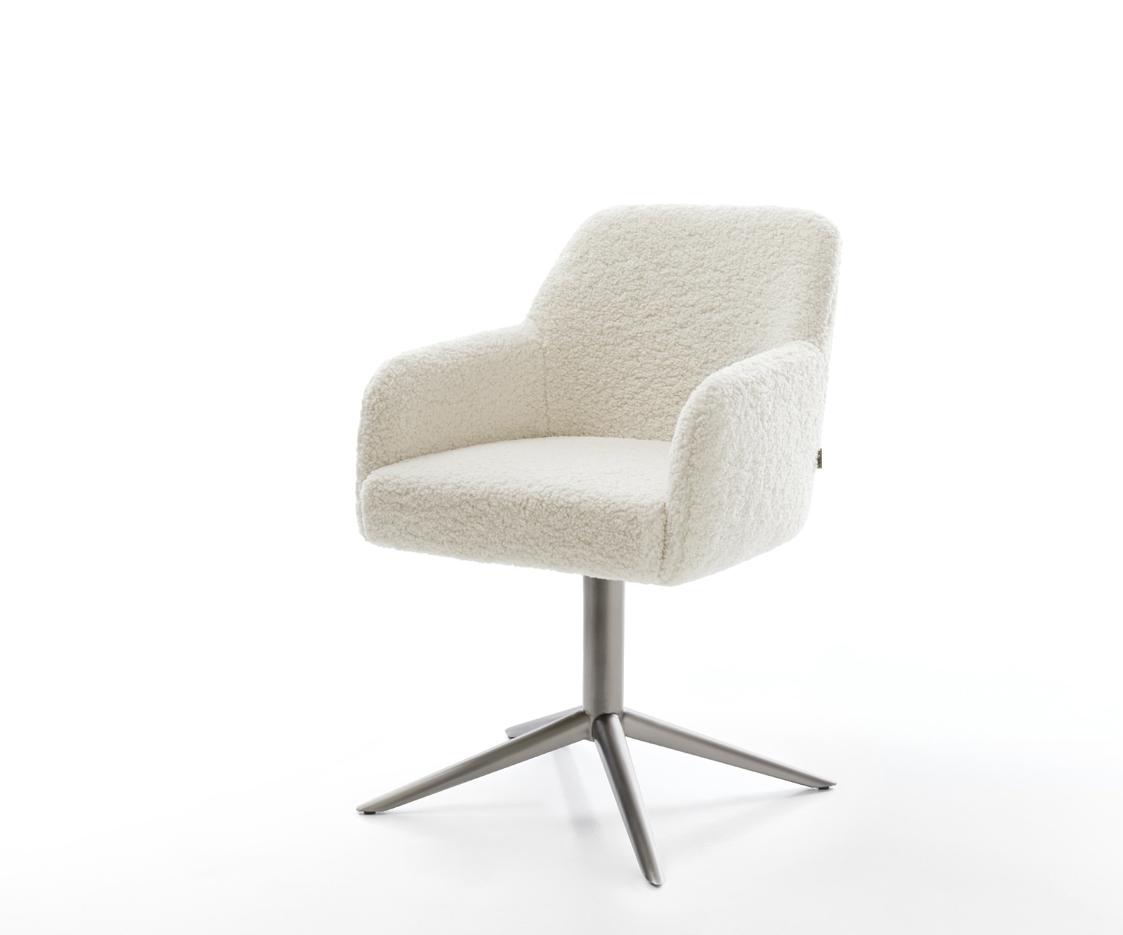 DELIFE Drehstuhl Greg-Flex Teddystoff Beige Fußkreuz Graphit 360° drehbar Wippfunktion Taschenfederkern, Esszimmerstühle Image