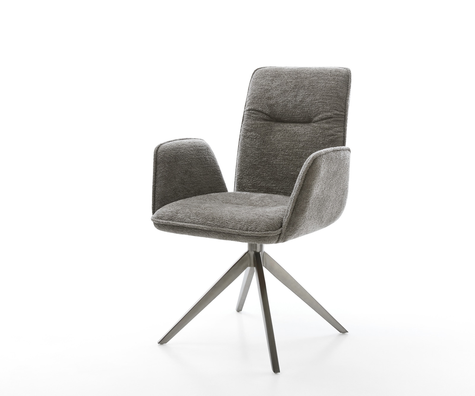 DELIFE Drehstuhl Vinja-Flex Bouclé Soft Schlamm Kreuzgestell breit Graphit 360° drehbar Wippfunktion, Esszimmerstühle Image