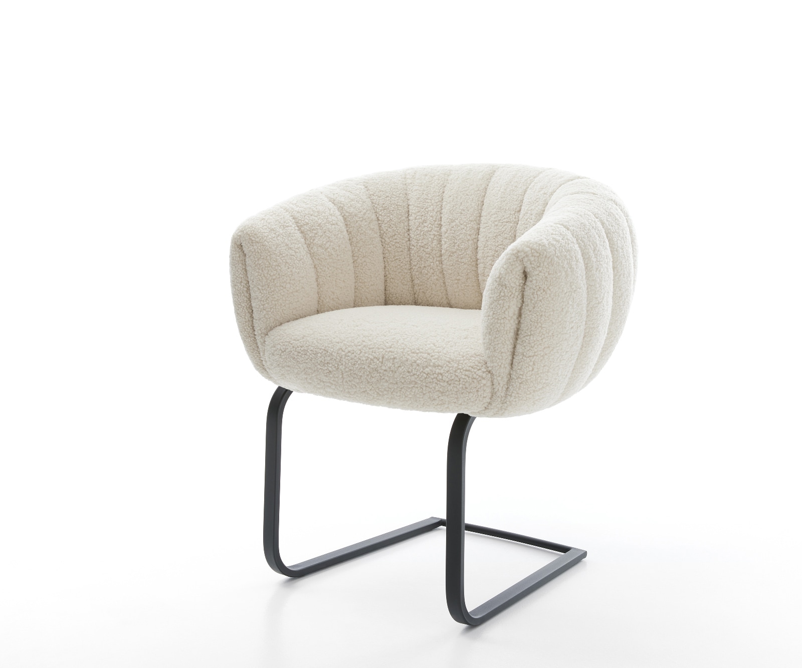 DELIFE Freischwinger Jada-Flex Teddystoff Beige Freischwinger flach Schwarz Taschenfederkern, Esszimmerstühle Image