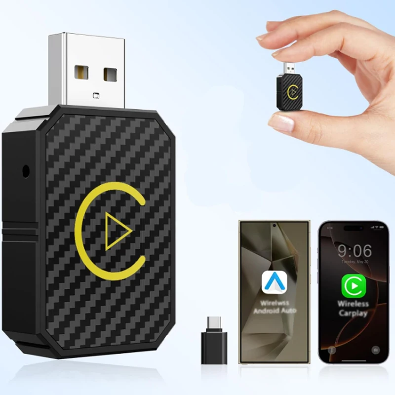 2-in-1 Mini Wireless CarPlay & Android Auto Wireless Adapter Plug and Play kompatibel iPhone/Android für Havel Kia Volvo Audi Image