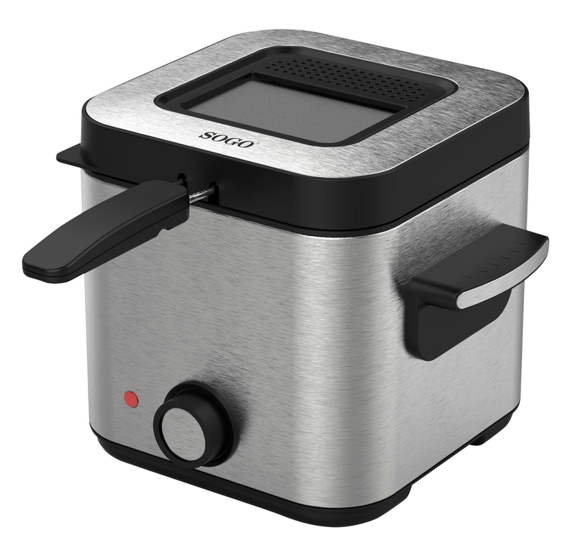 SOGO Fritteuse 1.5L 900W aus Edelstahl mit Sichtfenster und Geruchsfilter für Knusprige, Gleichmäßige Ergebnisse Image