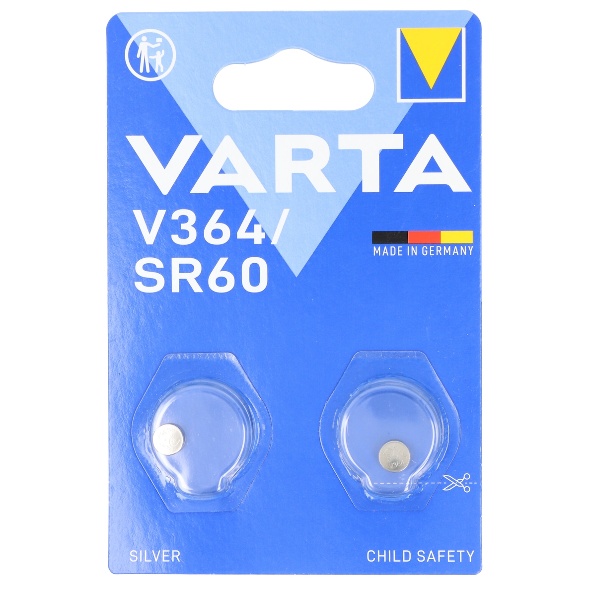 Varta Batterie Silver Oxide, Knopfzelle, 364, SR60, 1.55V Electronics, Retail Blister (2-Pack) Image