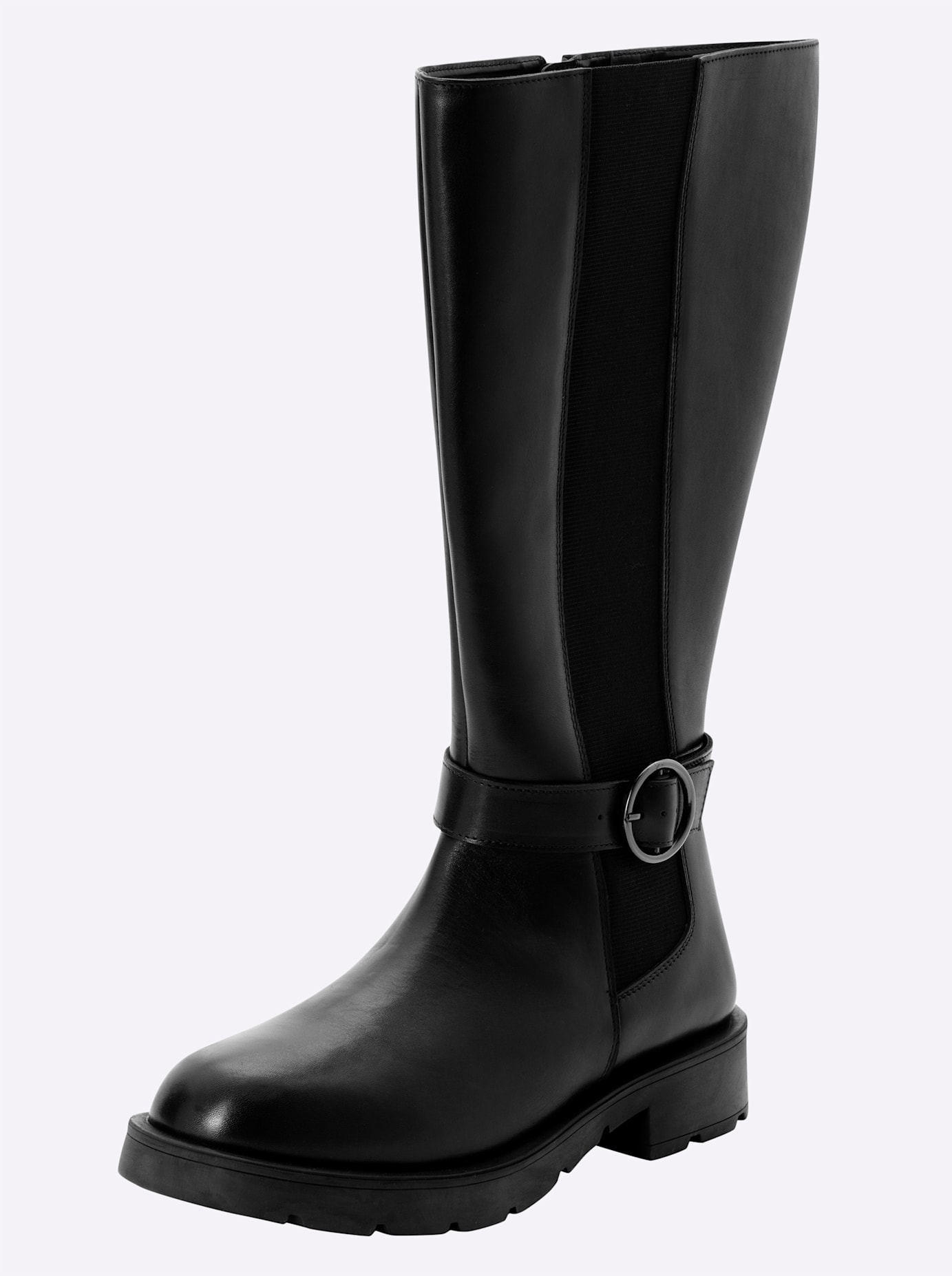 Weitschaftstiefel SHEEGO, Damen, Gr. 37, XXL-Schaft, schwarz, Leder, Schuhe Weitschaftstiefel