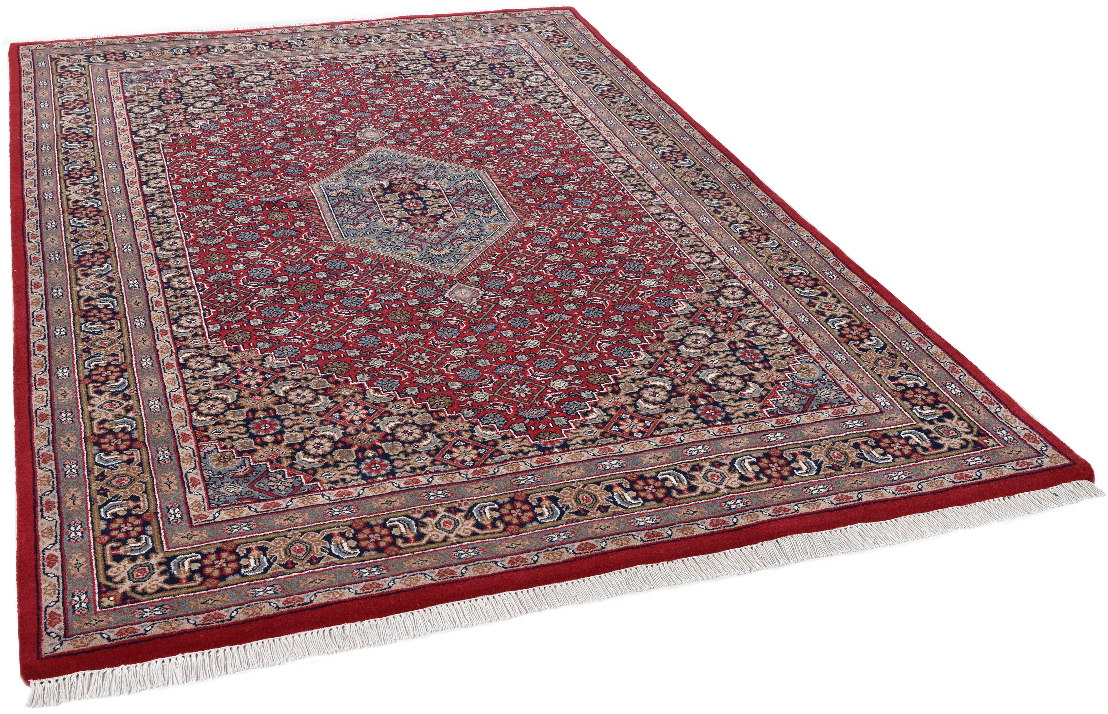 Orientteppich THEKO "Benares Bidjar" Gr. 8, rot, B:250cm H:12mm L:300cm, Schurwolle, Teppiche, Fransenteppich, reine Wolle, handgeknüpft, mit Fransen, auch als Läufer Image