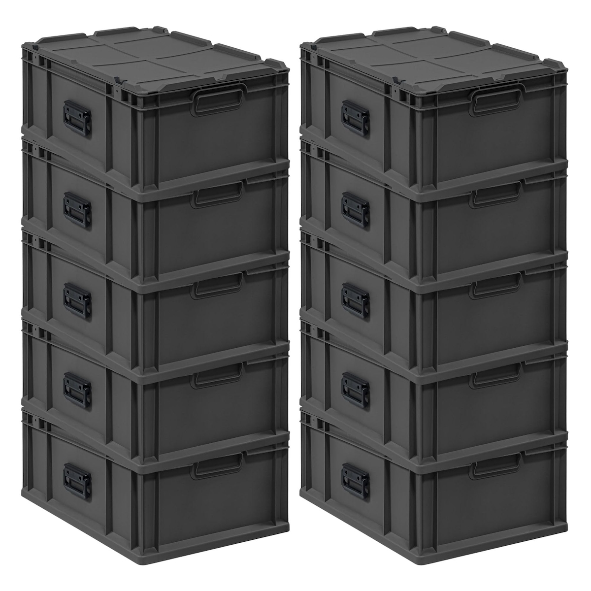 PROREGAL SuperSparSet 10x Eurobox NextGen Portable, HxBxT 23,5x40x60cm, 44 Liter, Schwarz, Eurobehälter, Transportbox, Transportbehälter Image