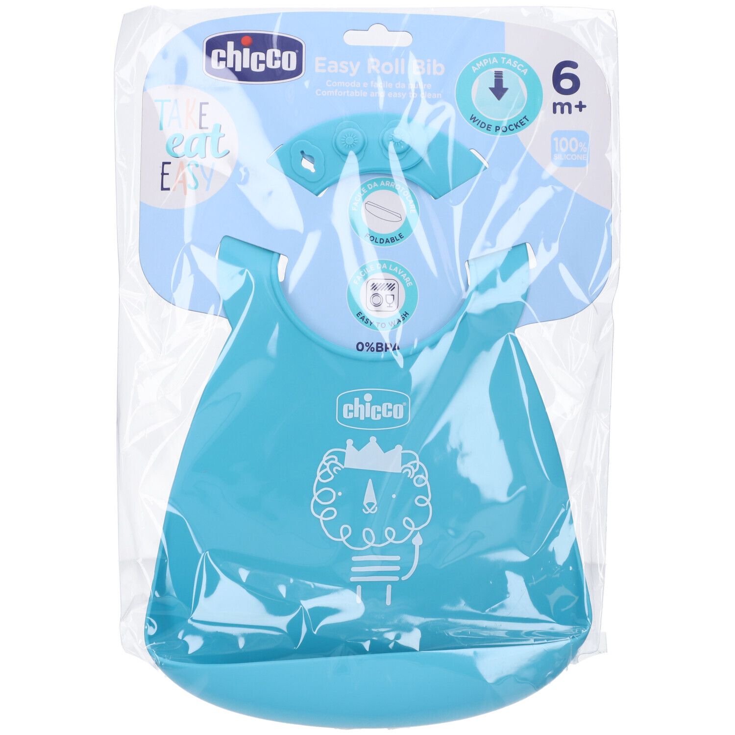 Chicco Bavaglino in Silicone Colore Azzurro 1 pz Accessori