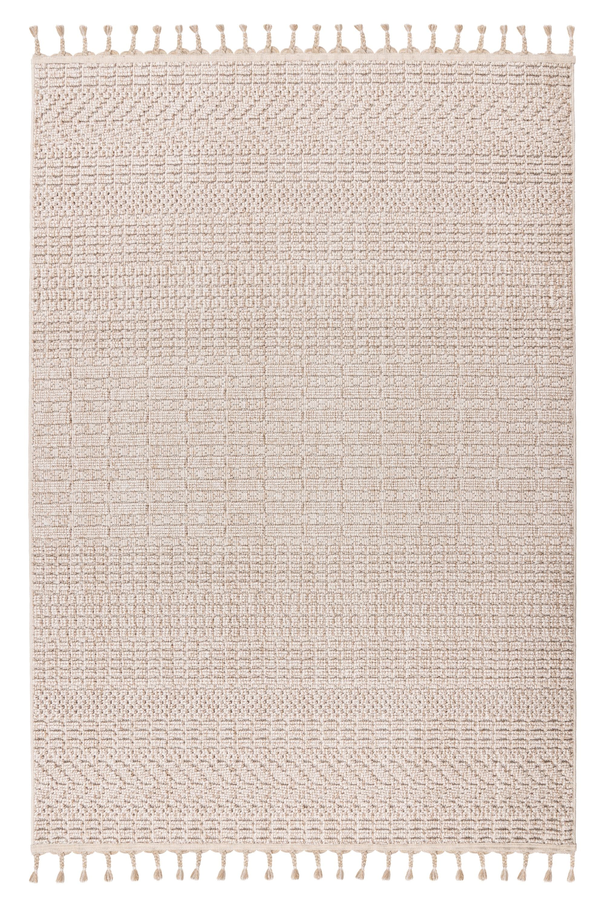 Teppich KAYOOM "Reef 125", beige, B:200cm H:9mm L:290cm, Polypropylen, Teppiche, Teppich, Kurzflor, Struktur, mit Fransen, Wohnzimmer