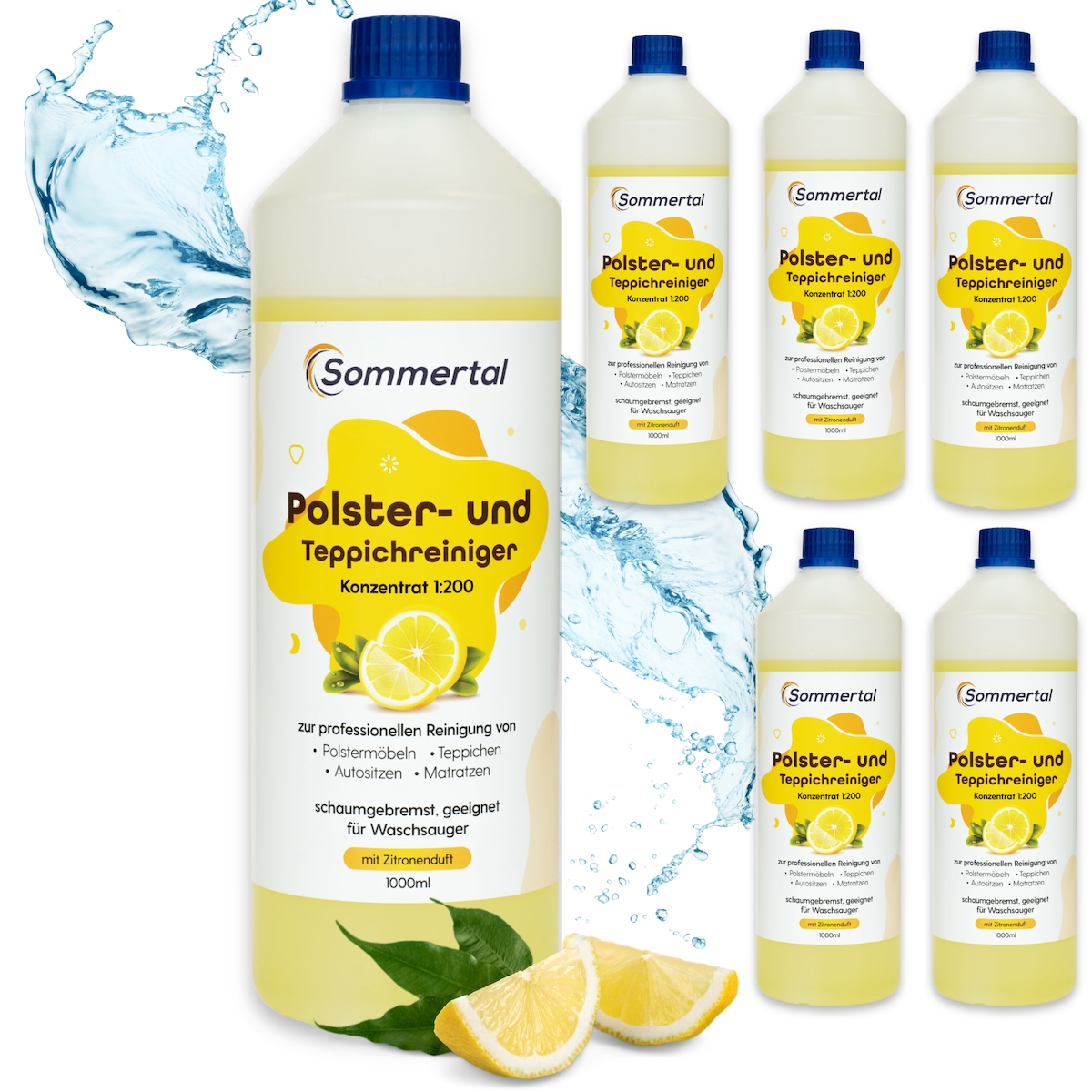 Sommertal Polster- und Teppichreiniger, 6L Profi Konzentrat, für über 40 Waschvorgänge, geeignet für Sofa, Polster, Auto Sitze, Teppich Image