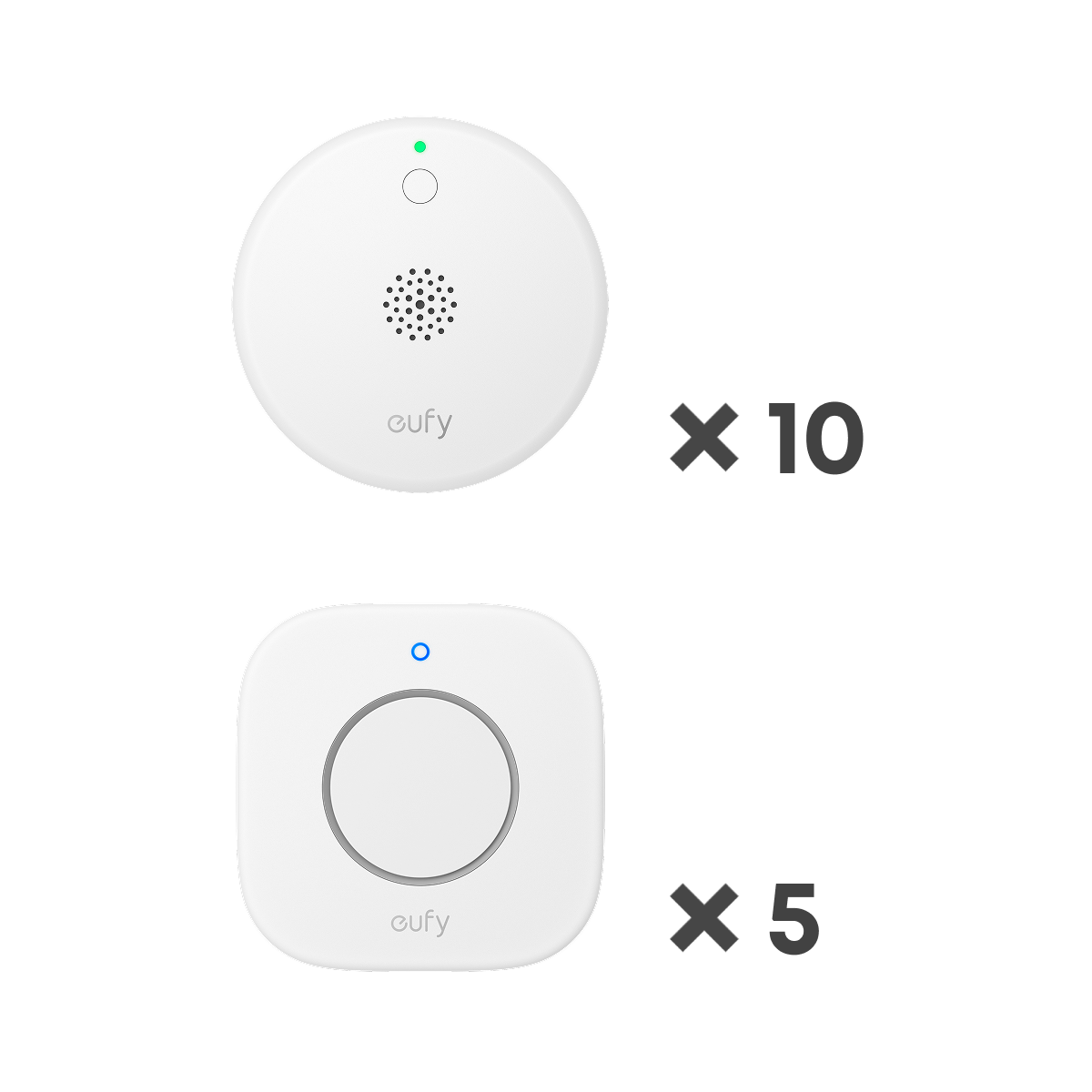 eufy Smoke Alarm E10（10 Pack)+ eufy Indoor Siren E20（5 Pack) White
