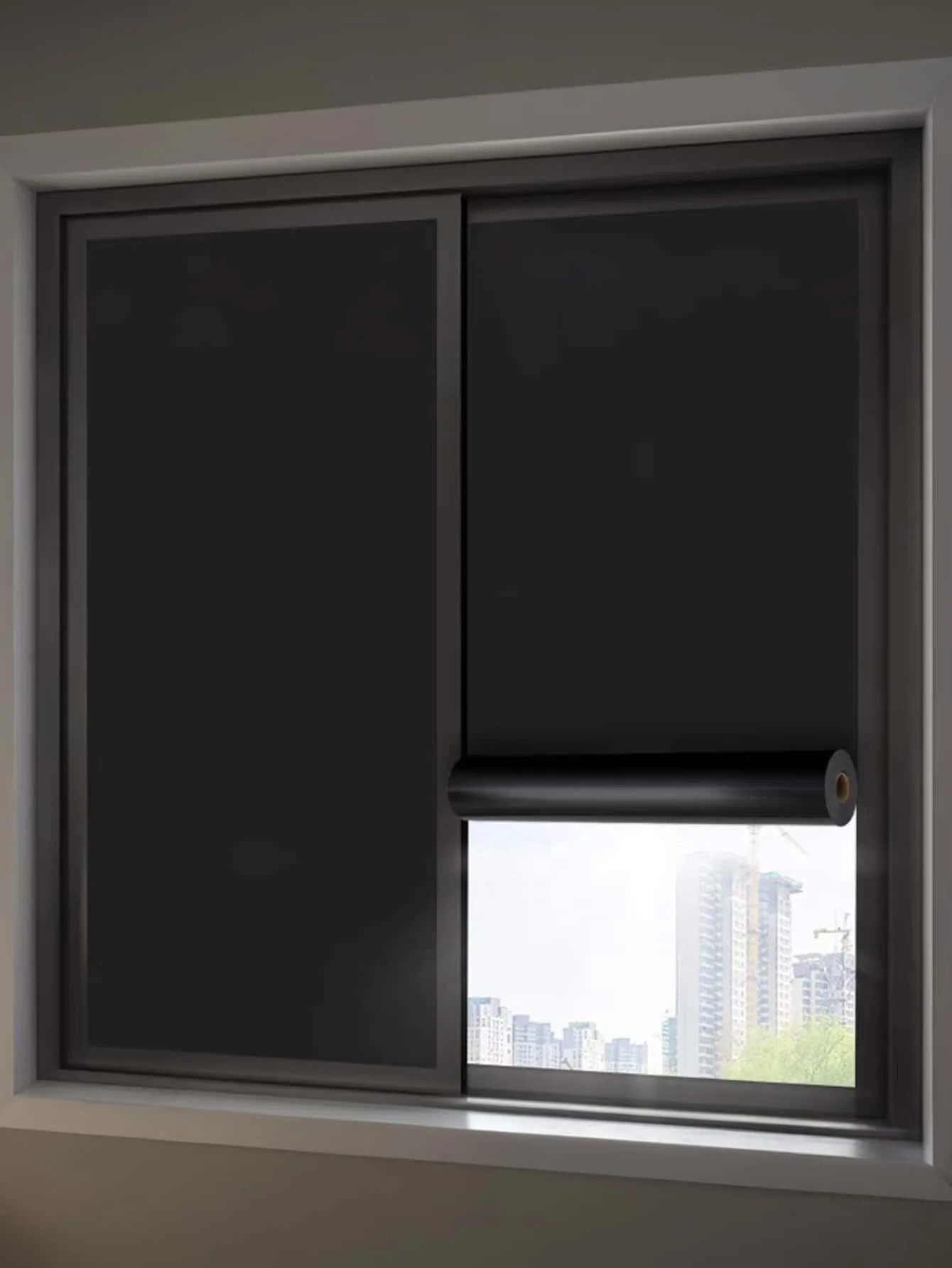 Film occultant pour fenêtre 100% occultant, adhésif statique, sans colle, obscurité totale, confidentialité pour chambre à coucher, crèche, home cinéma, réutilisable