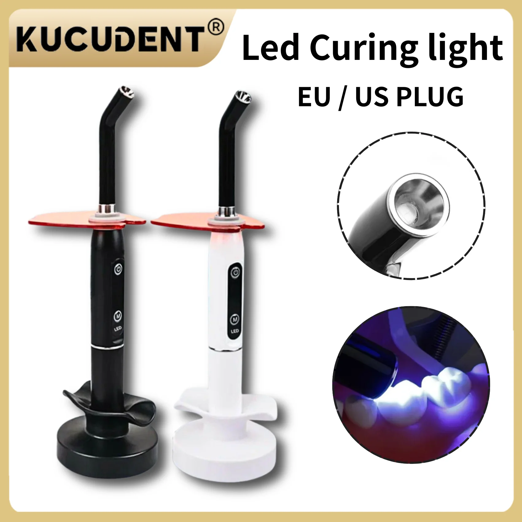 1 Satz zahnärztliche LED-Härtungslampe – 2500 mW/cm2 Intensität mit 3 Modi und Lotus-Basis für 1 Sekunde schnelle Photopolymerisation Image