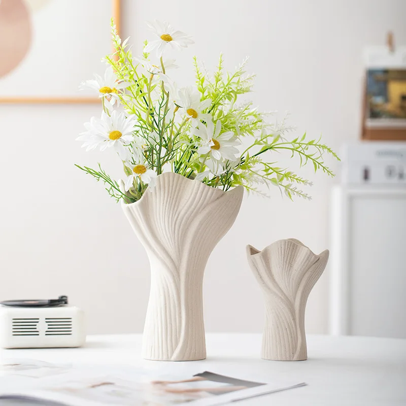 CAPIRON Keramikvase mit nordischer Blüte für getrocknete Blumen, Pampasgras, Küche, Büro, Wohnzimmer, Badezimmer, Eingangsbereich, Dekor, Herzstück Image