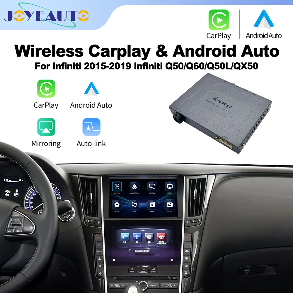 Neues JoyeAuto für Infiniti 2015–2019 Q50 Q60 Q50L QX50 Wireless Apple CarPlay Android Auto Retrofit Mirror-Link AirPlay Car Play Image