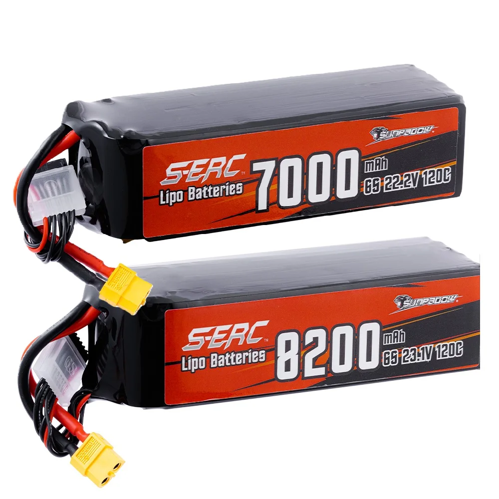 SUNPADOW 3S 6S RC Lipo Akku 11,55V 23,1V 8200mAh mit XT60 Hochspannung für RC Flugzeug Flugzeug Drone FPV Hubschrauber Image