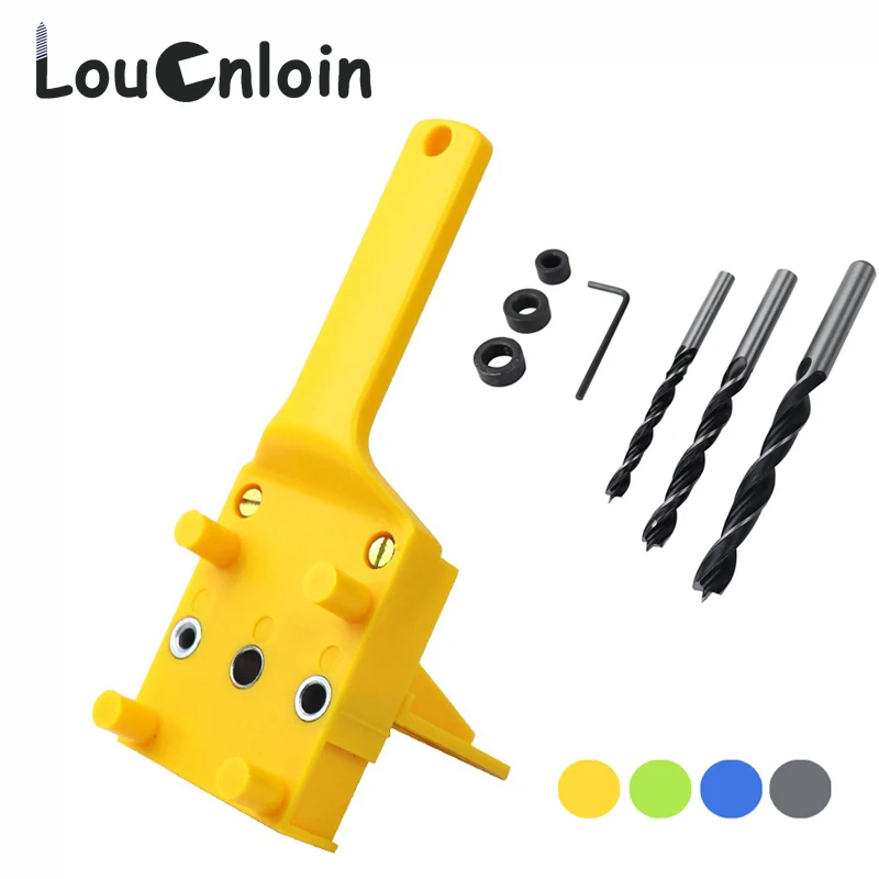 Holz dübel Jig Punch Locator Bohr führung Bohrloch Puncher Hand Holz bearbeitung Taschen loch Jig Kit für Holz dübel Gelenke Image