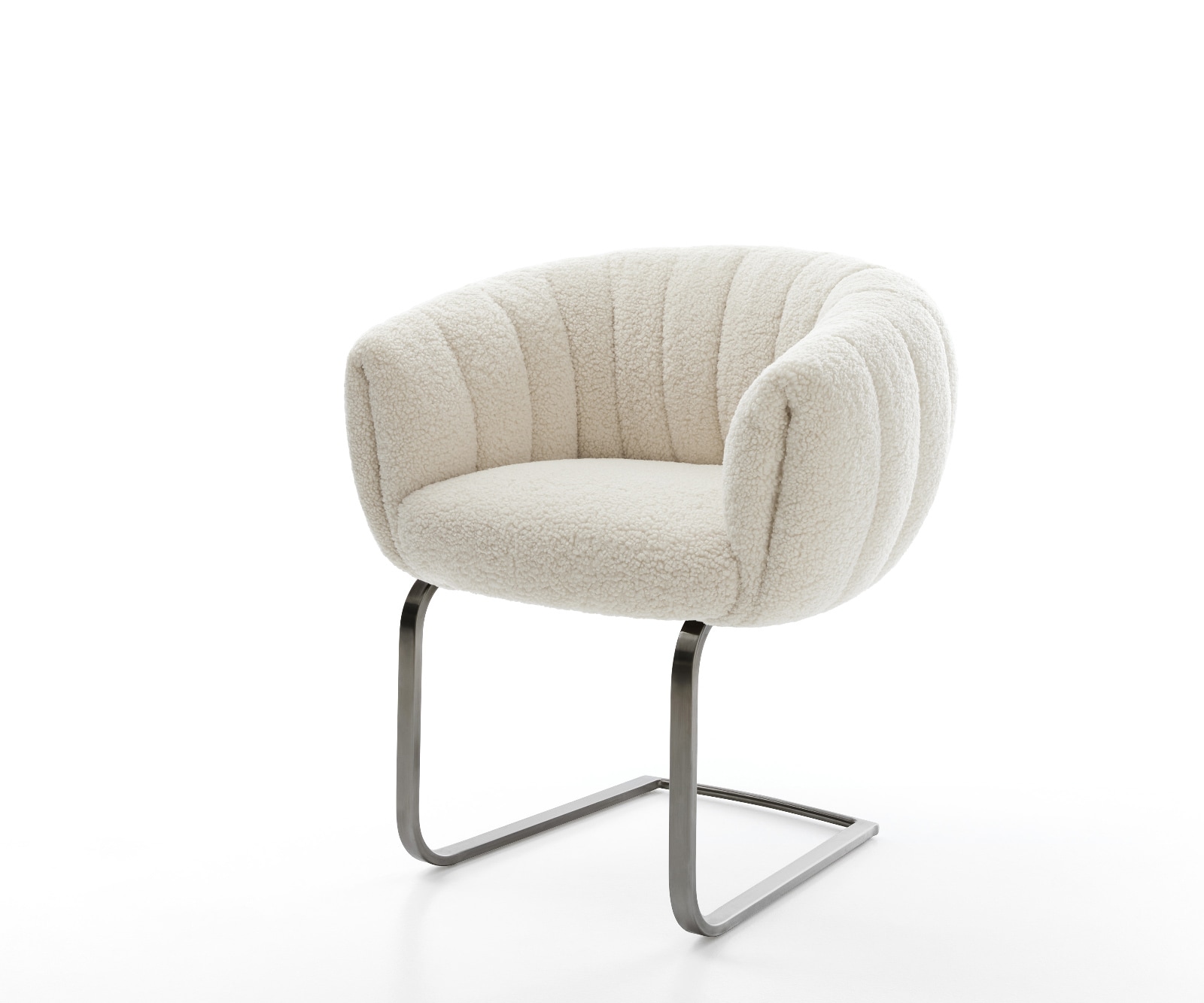 DELIFE Freischwinger Jada-Flex Teddystoff Beige Freischwinger flach Graphit Taschenfederkern, Esszimmerstühle Image