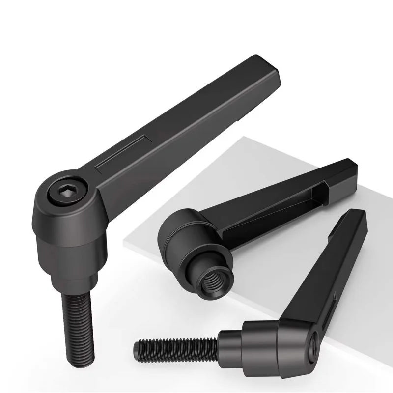 Schwarzer 7-förmiger Drehgriff, Klemmhebel, Maschinen, verstellbare Verriegelung, Außengewinde, Knopfgriff, M4, M5, M8, M10, M12, M16 Image