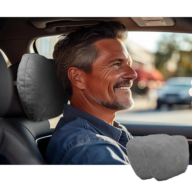 2PCS Speicher Baumwolle Auto Kopfstütze Neck Unterstützung Auto Zubehör Sitz Klasse Weiche Universal Einstellbare Auto Kissen Neck Rest Kissen Image