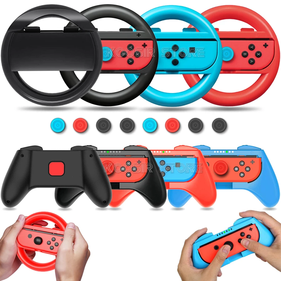 Nintendo Switch-Spielzubehör-Set mit Joy Con-Griff, Racing-Lenkrad und Silikonhülle für Nintendo Switch OLED Joycon Image