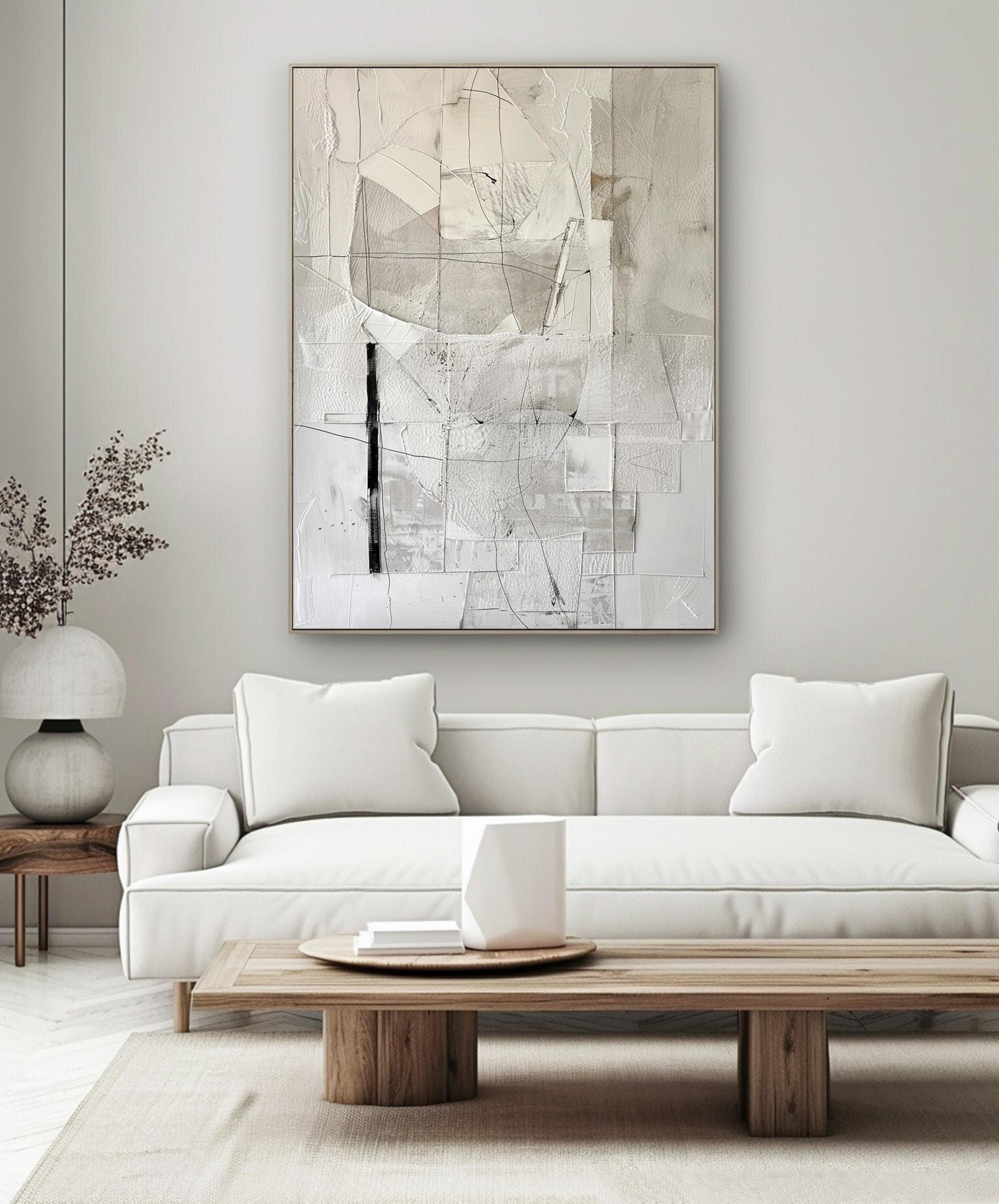 Wabi Sabi Abstract Wall Art Pittura originale con texture Beige Wall Art Pittura astratta neutra su tela Grande decorazione da parete con texture beig