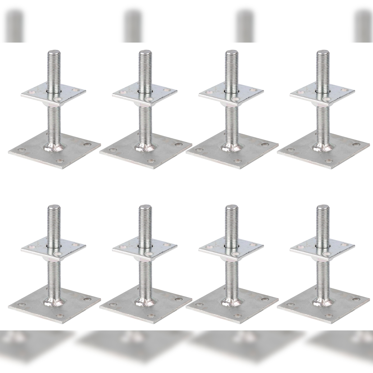 Alberts 8 x I-Pfostenträger, höhenverstellbar 30 - 150 mm, Platte 70 x 70 mm, galvanisch verzinkt, dickschichtpassiviert, zum Aufschrauben Image