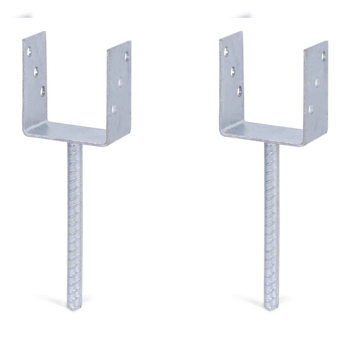 Alberts 2 x U-Pfostenträger mit Riffelstahl-Betonanker, 101x104 mm, Betonanker 200 mm, feuerverzinkt, zum Einbetonieren Image