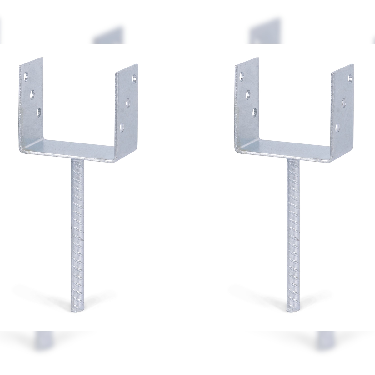 Alberts 2 x U-Pfostenträger mit Riffelstahl-Betonanker, 121x104 mm, Betonanker 200 mm, feuerverzinkt, zum Einbetonieren Image