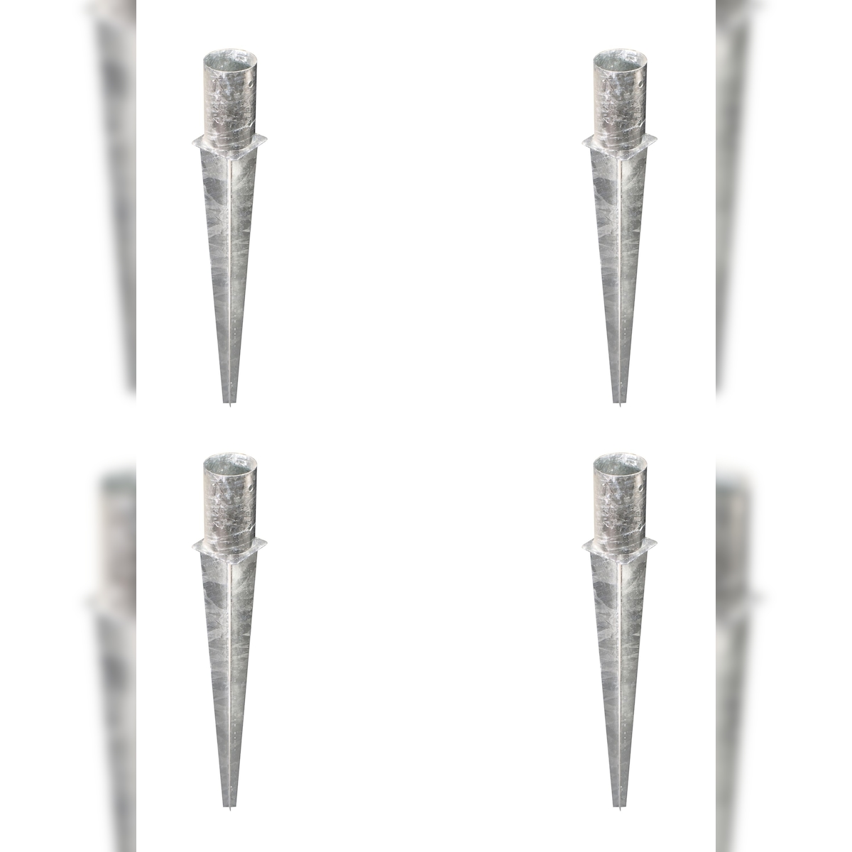 Alberts 4 x Einschlag-Bodenhülse für Rundholzpfosten, Ø121 mm, Länge 750 mm, feuerverzinkt, zum Einbetonieren Image