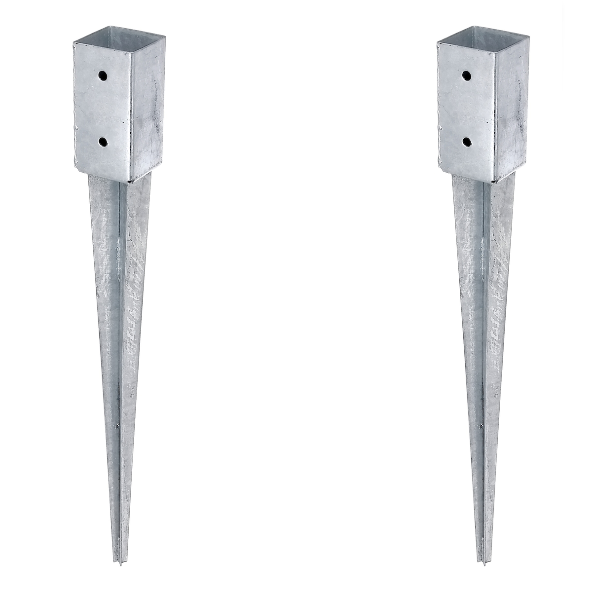 Alberts 2 x Einschlag-Bodenhülse für Vierkantholzpfosten, 71 x 71 mm, Länge 750 mm, feuerverzinkt, zum Einbetonieren Image