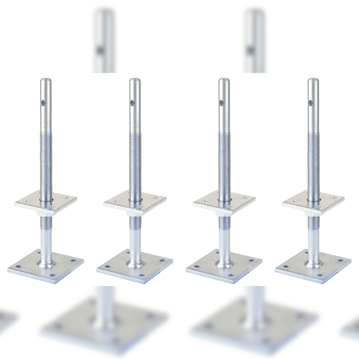 Alberts 4 x I-Pfostenträger, höhenverstellbar 100 - 230 mm, Höhe 340 mm, galvanisch verzinkt, dickschichtpassiviert, zum Aufschrauben Image