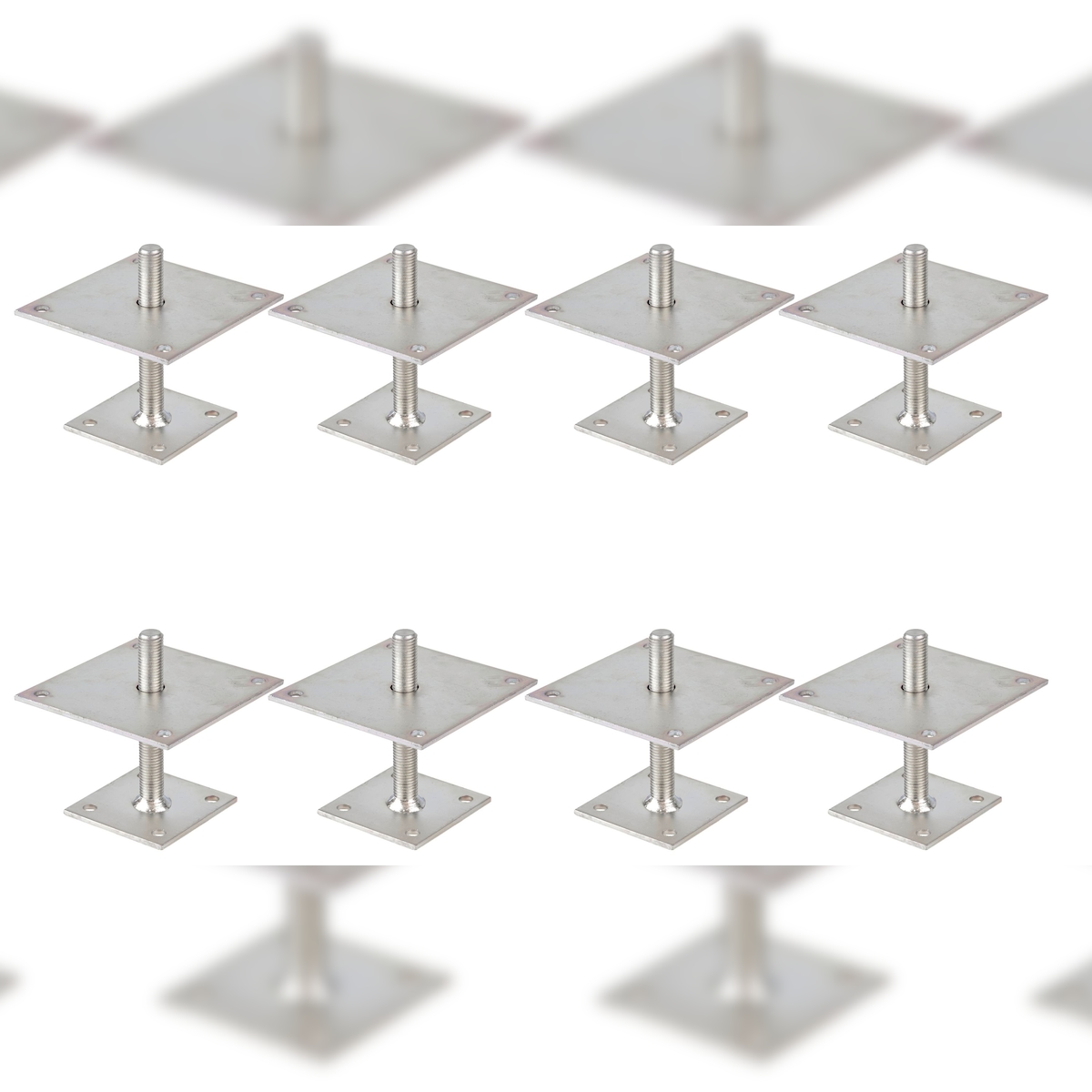 Alberts 8 x I-Pfostenträger, höhenverstellbar 30 - 150 mm, Platte 150 x 150 mm, galvanisch verzinkt, dickschichtpassiviert, zum Aufschrauben Image