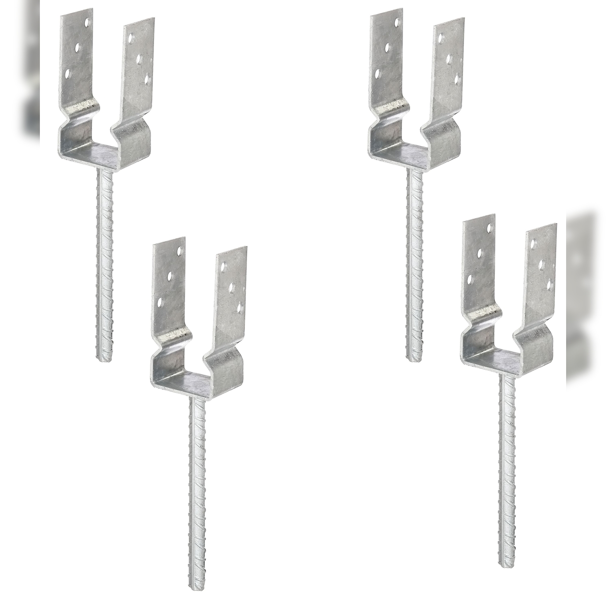 Alberts 4 x U-Pfostenträger zum Einbetonieren, Riffelstahl-Betonanker, 71x71 mm, feuerverzinkt Image