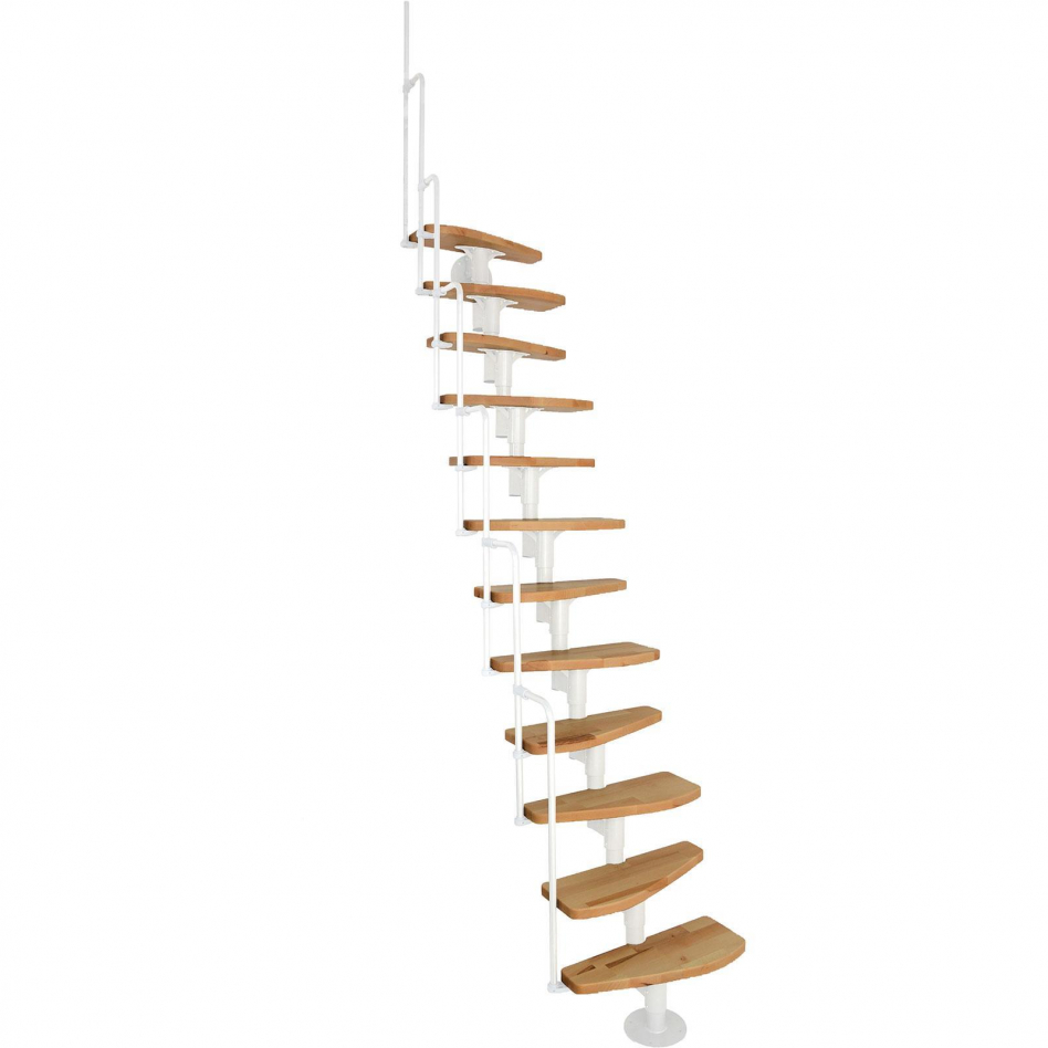 Minka Mittelholmtreppe Monaco weiß Raumspartreppe, lackiert Image