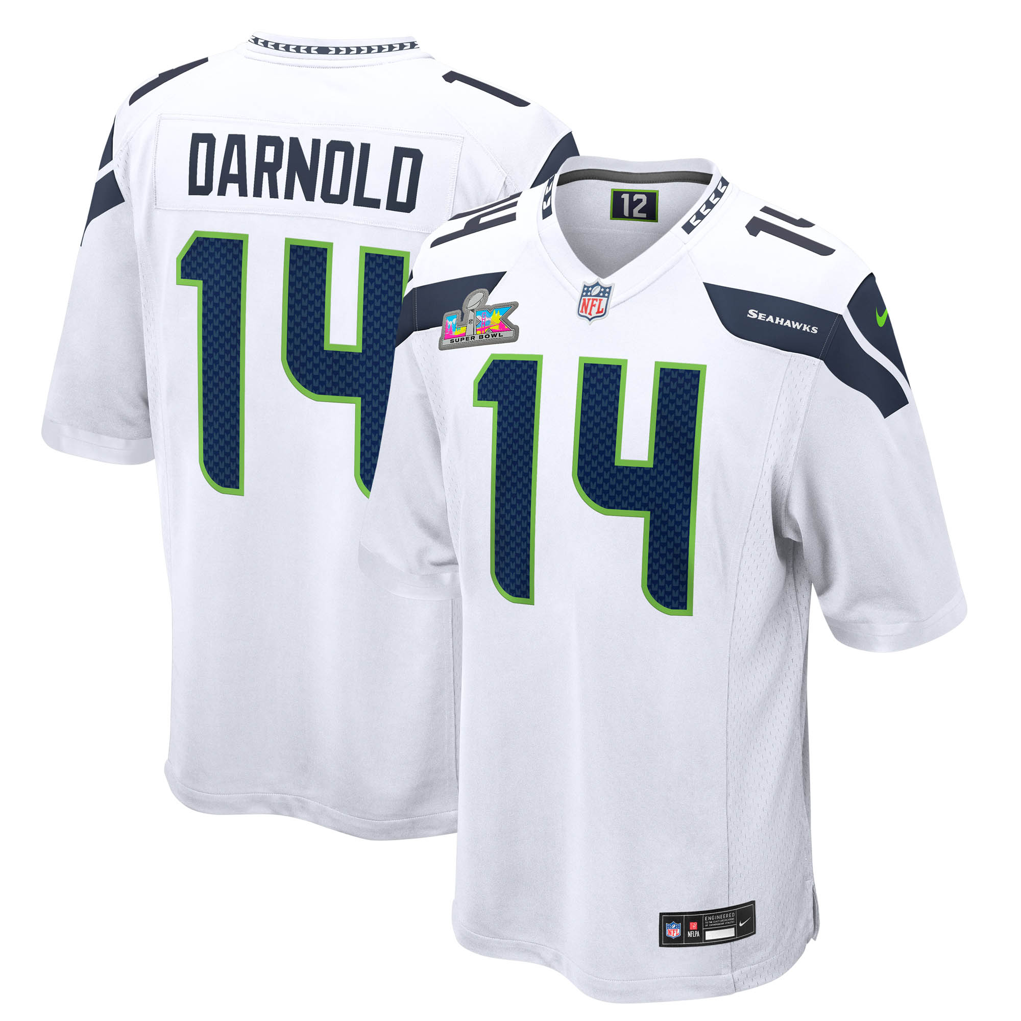 Seattle Seahawks Nike Game Auswärtstrikot Super Bowl LX Patch - Weiß - Sam Darnold - Herren Image