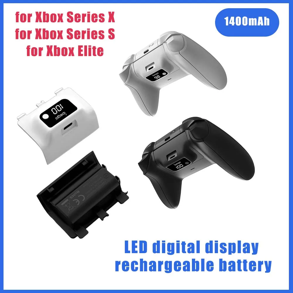 For Xbox Series X/S 1400mAh Wireless Controller Lithium Battery Charging Accessory Kit With Digital Display For Xbox Series X/S