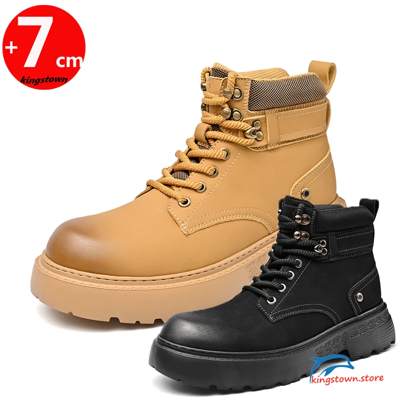 Stiefel Man Chunky Herren Elevator Height Increase 7cm Lift Schuhe Plus Größe 38-46