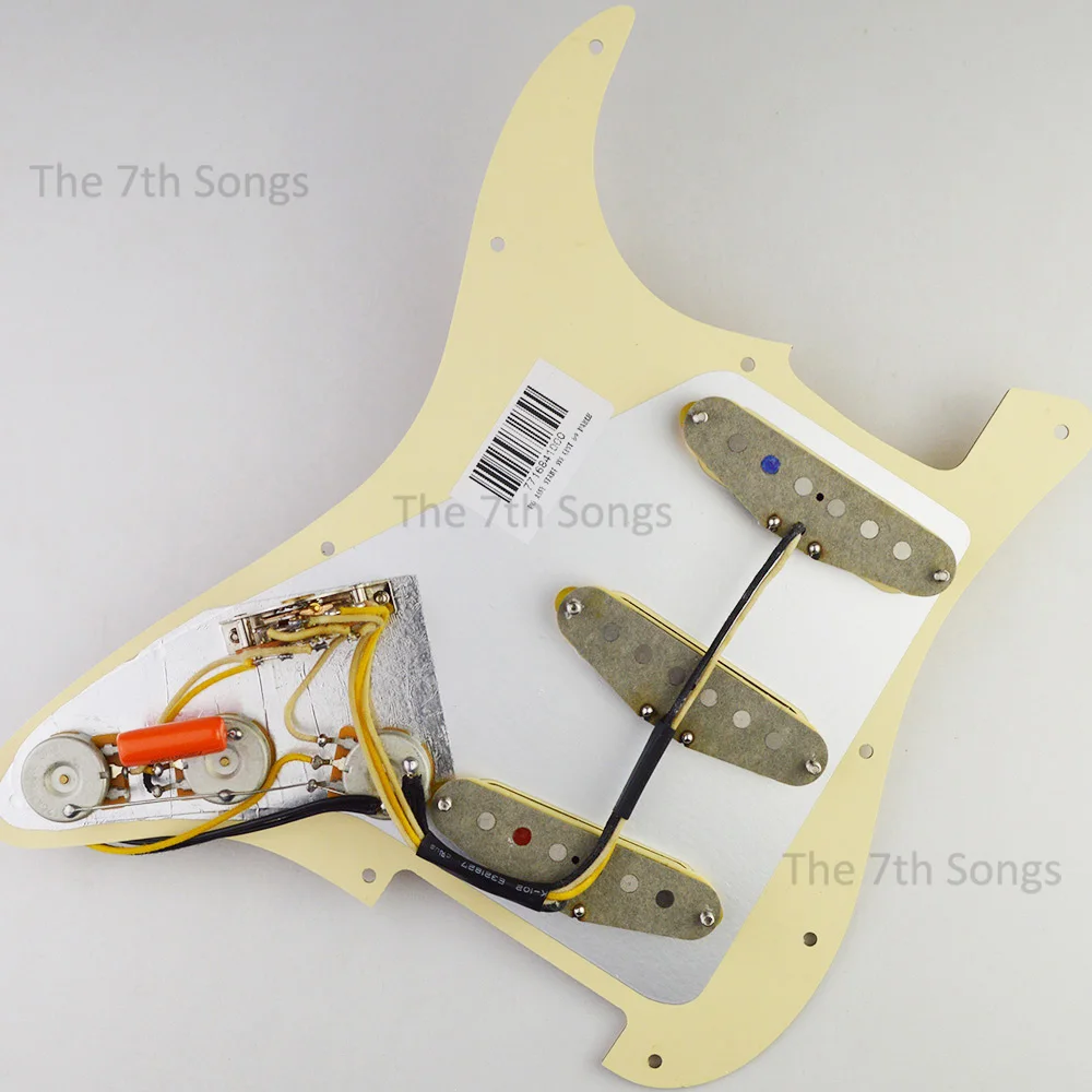 Alnico 2 Blues 6.0K 6.0K 6.8K ST Gitarren-Pickguard mit Alnico 2 SSS Tonabnehmer, vorverdrahtet, graue Faser, verschiedene Farben Image