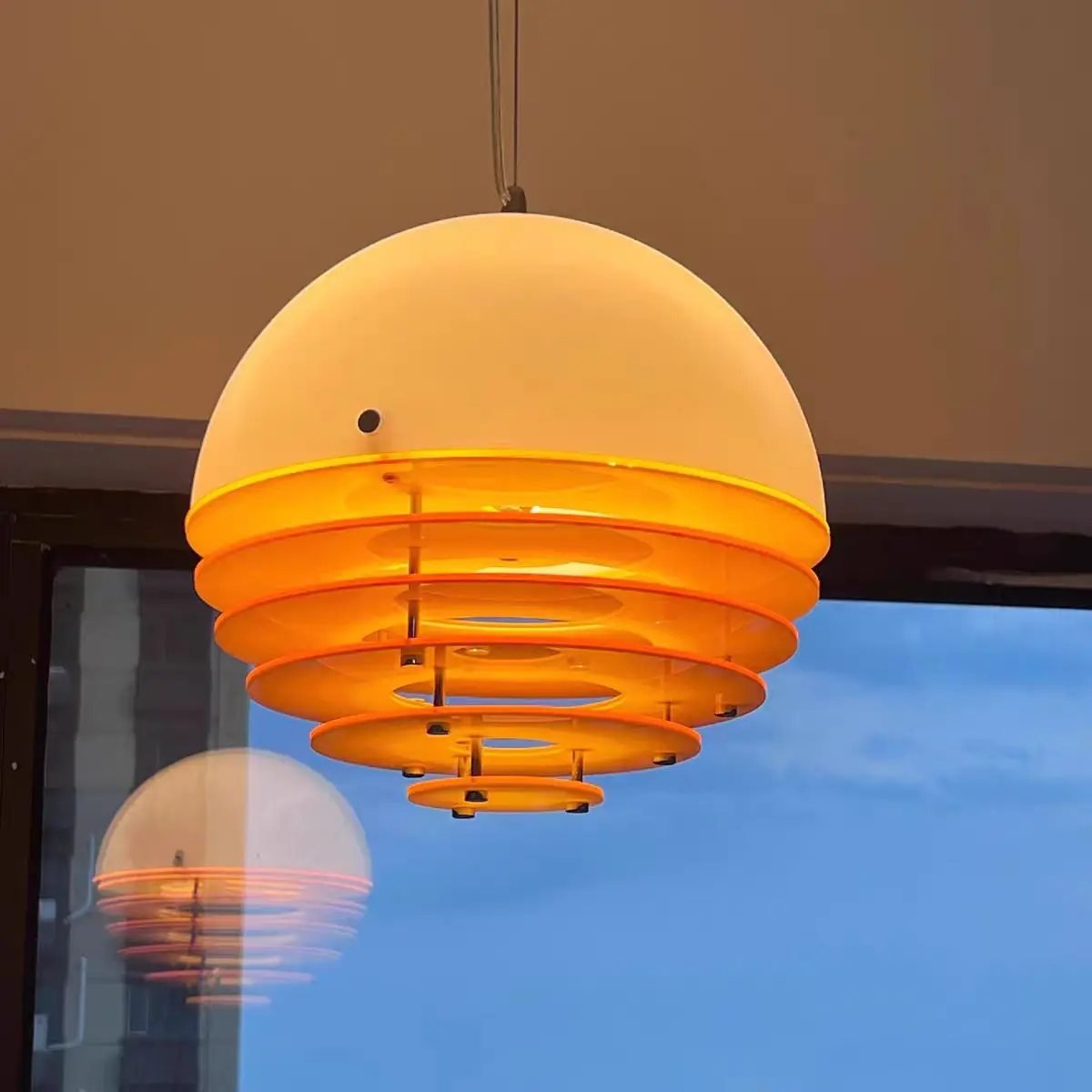 Vintage Sonnenuntergang Pendelleuchte Gold Orange Kugellampe Nachttisch Restaurant Bar Balkon Dekor Design Retro Bauhaus neben Befeuchtungslampe