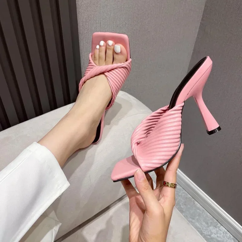 Maogu Luxus rosa orange Damenschuhe Trend neue Mode Hausschuhe Mode Folien Damen elegante High Heel Sommers andalen