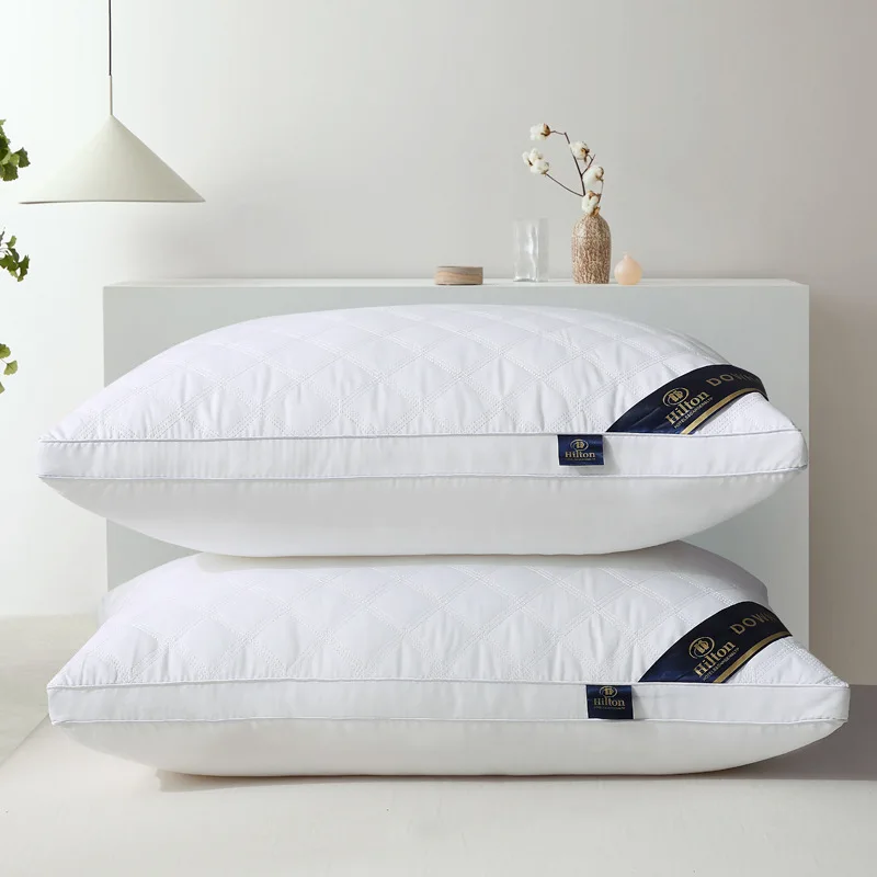 Schlafzimmer Bett Schlaf Nackenkissen Mittelhoher Kissenkern Frosted Verdickter Maschinenwasch-Bettbezug Weiß 5star Hotel Home Image