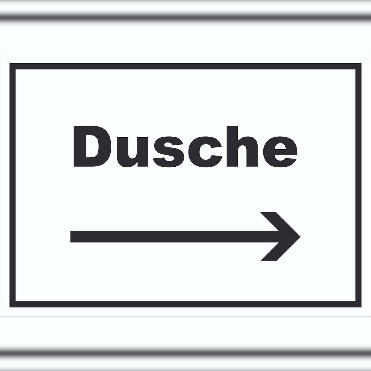 HB-Druck Dusche Schild mit Text und Richtungspfeil rechts waschen Hygiene waagerecht A5 (148x210mm) Image